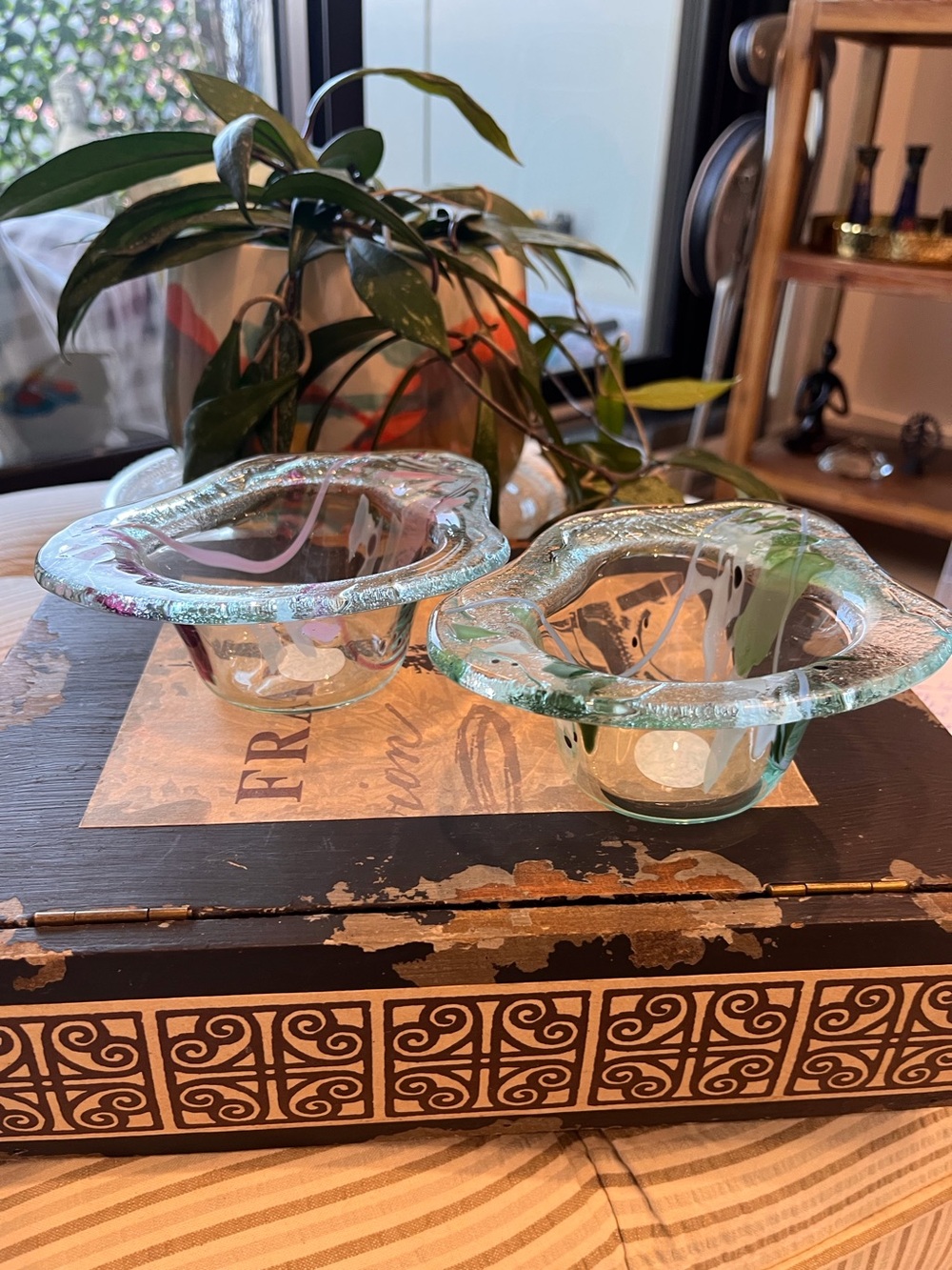 Hand-Blown Hand Painted set of 2 bowls